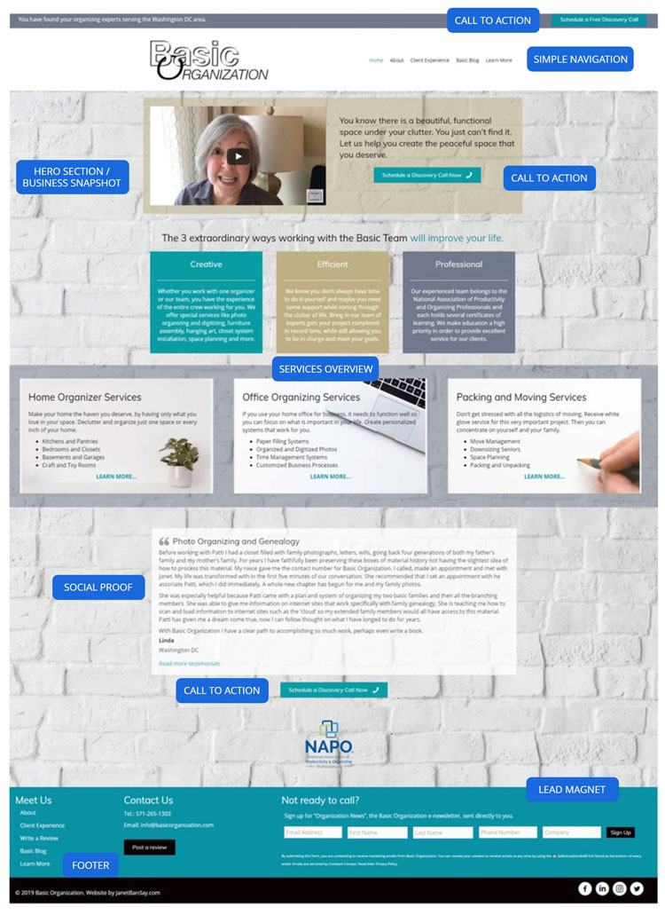 Basic Organization Homepage layout