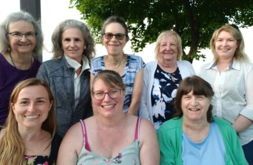 Photo of Janet Barclay with members of the Golden Horseshoe Virtual Assistants (GHVA Group)