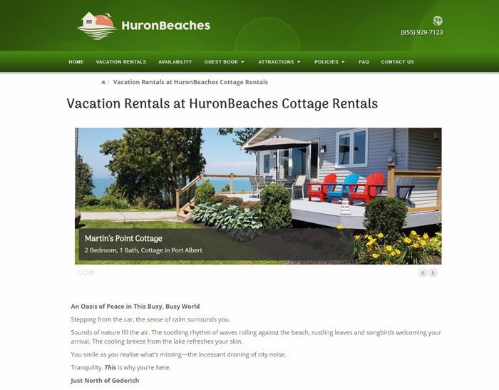 HuronBeaches Cottage Rental new vacation property rental website