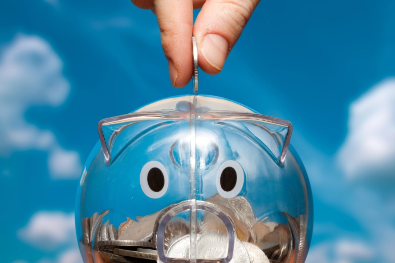 A photo of a piggy bank representing money management